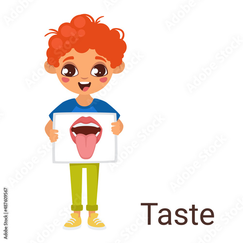 kid holding a poster with opened mouth