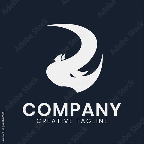 Simple letter R rhino logo design