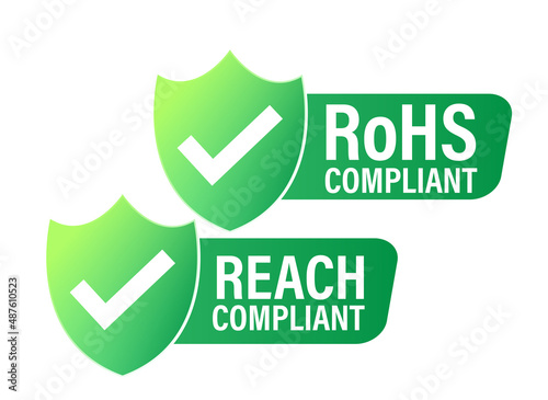 reach compliance, RoHS compliance vector icon, green i ncolor photo