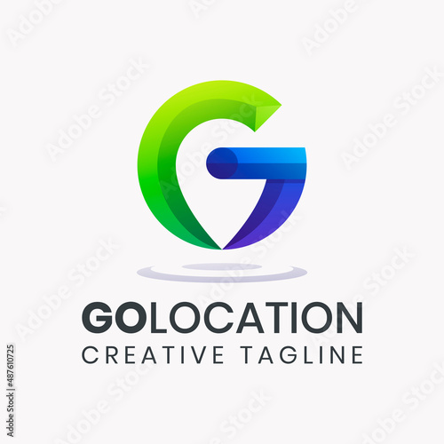 Letter G pin map colorful logo design