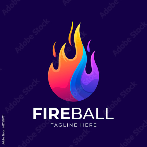 Colorful fire ball logo design