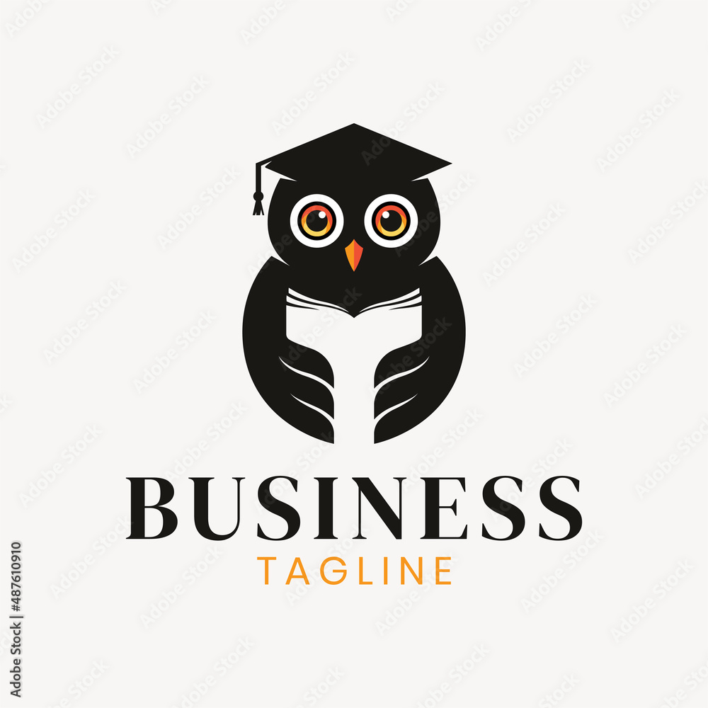 Naklejka premium Owl book education logo design