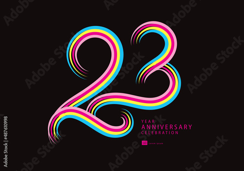 23 years anniversary celebration logotype colorful line vector, 23th birthday logo, 23 number, Banner template, vector design template elements for invitation card and poster, t shirt design vector © ArtittVector