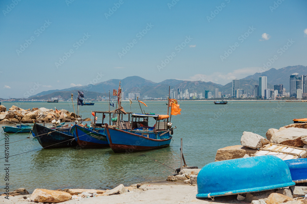 fishing boats in the port of danang city, vietnam fishing boats in the port of danang city, vietnam