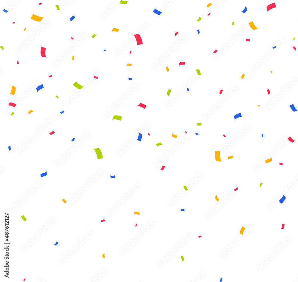 Confetti background. Party festive colorful fallen confetti pieces. Vector illustration