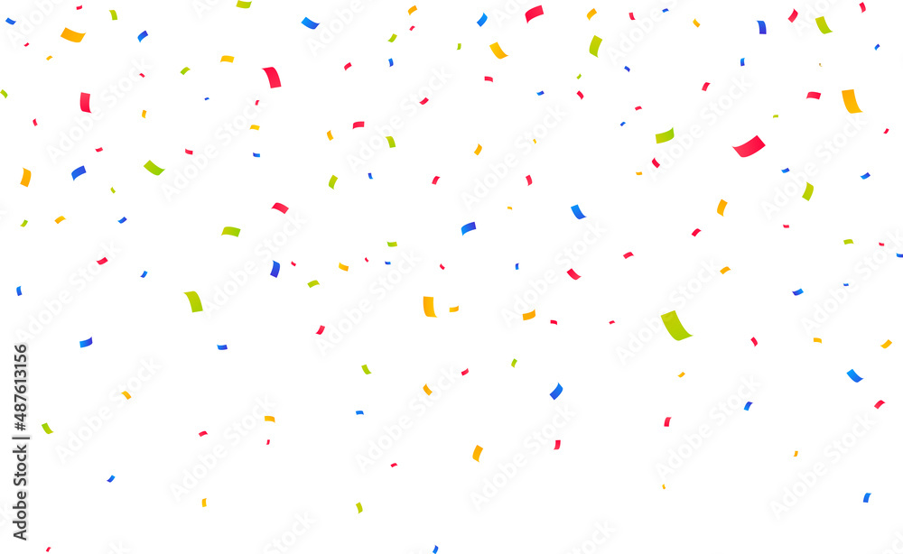 Confetti background. Party festive colorful fallen confetti pieces. Vector illustration