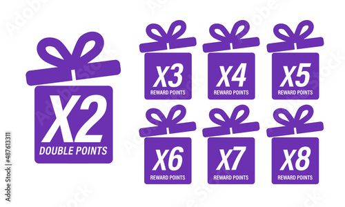 loyalty program abstract, reward points abstract icon set