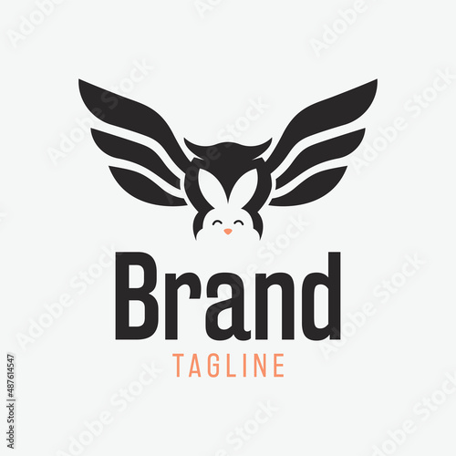 Simple owl featuring rabbit logo design
