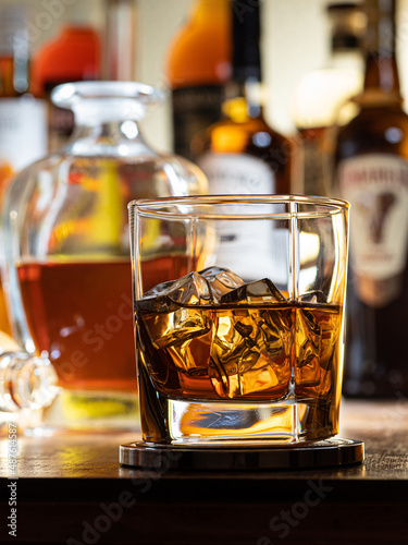 Glass of whisky on the rocks