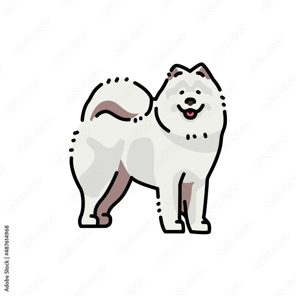 Samoyed color line icon. Dog breed.