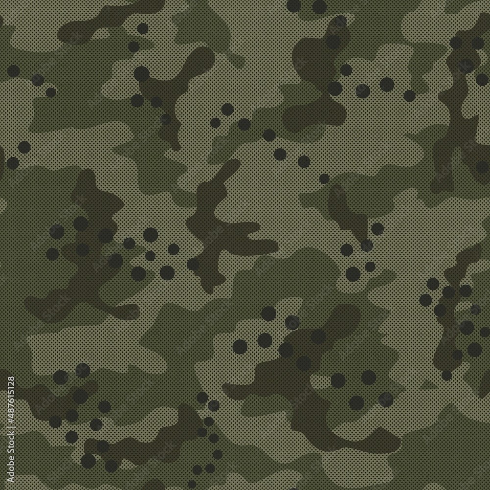 Fototapeta premium Army camouflage pattern, endless background, military uniform vector texture, street print.