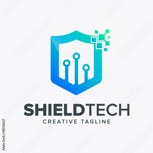 Modern data shield logo design