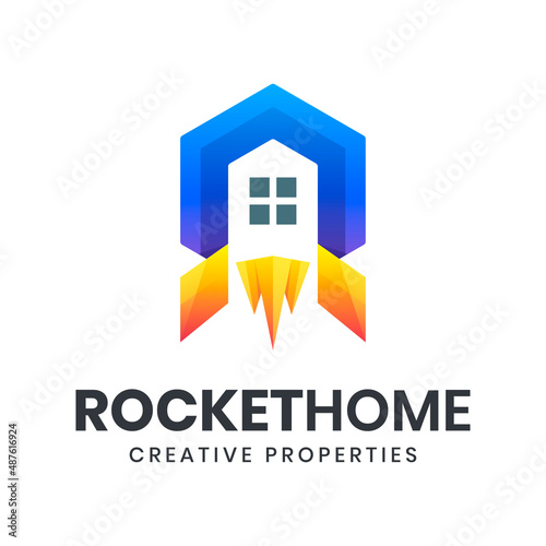 Modern rocket home logo design