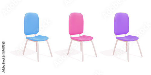 Minimal set of chairs on a pink background. Vector illustration.