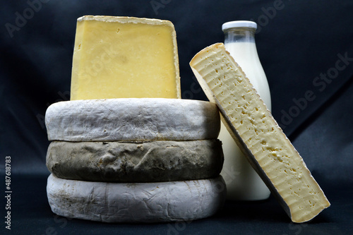 Saint Nectaire cheese and Cantal cheese. It is an Auvergne cheese and a mountain cheese made with cow’s milk. photo