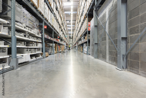 Center rows of shelves. Warehouse interior.