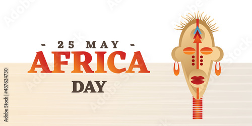  May 25 is Africa Day. Vector Abstract Illustration. Africa concept, African Mask in the traditional style, poster, design elements photo