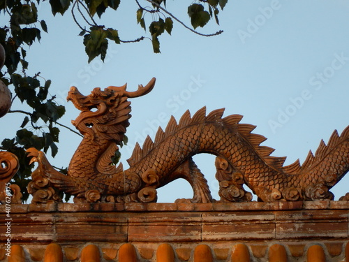 Chinese Dragon Carving at White Horse Temple, Luoyang, China. Birthplace of Chinese Buddhism. © Stephen