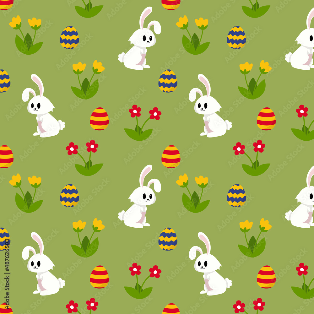 Obraz premium Flat hand drawn easter pattern.