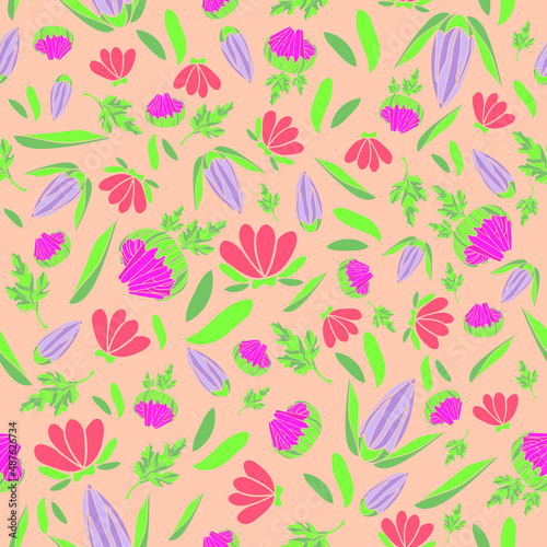 Little flowers colorful seamless pattern