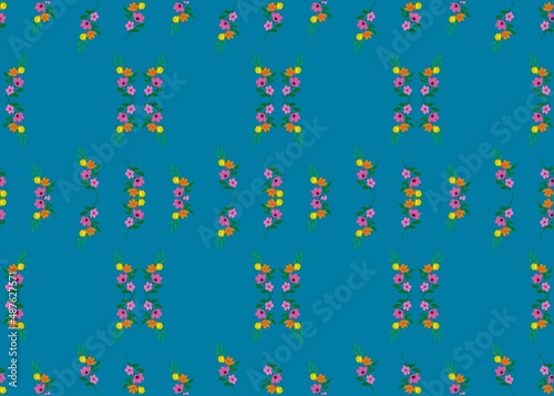 flower, plants ,botanical ,seamless pattern vector design for fashion,fabric,wallpaper and all prints on green mint background color. Cute pattern in small flower. Small colorful flowers.