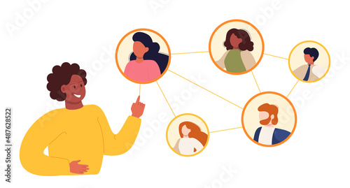 Extrovert individuality. Extraversion character enjoying communication with