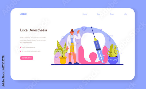 Anesthesiologist web banner or landing page. Doctor wearing medical
