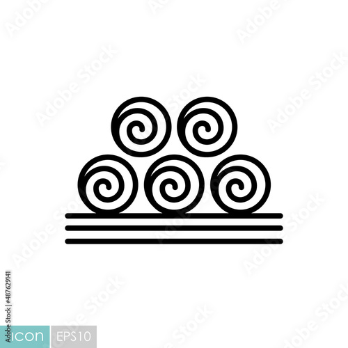 Round hay bales vector icon