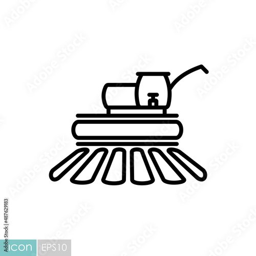 Combine harvester vector flat icon