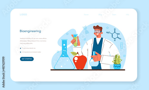 Bioengineering web banner or landing page. Biotechnology, gene