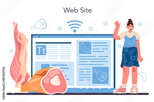 Butcher or meatman online service or platform. Fresh meat