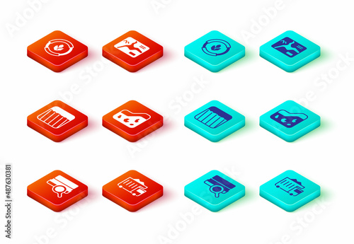 Set Soil analysis, Mining dump truck, Ground, Topographic map and icon. Vector