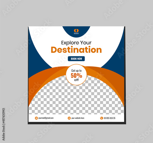 Travel banner, social media banner vector layout and web template