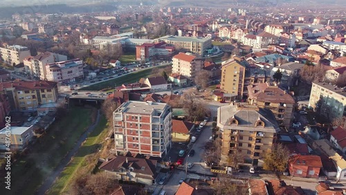 High angle drone view of town Jagodina
 photo