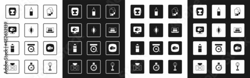 Set Boxing glove, Punching bag, helmet, ring, and Fitness shaker icon. Vector