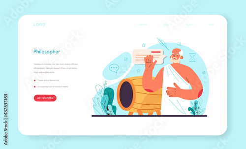 Philosophy web banner or landing page. Ancient study of general