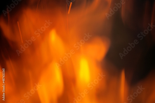 Fire in the dark, close up. Can be used as background