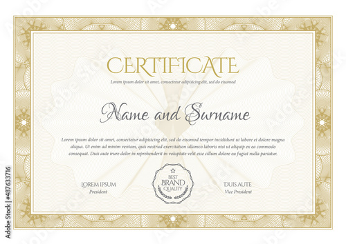 Certificate template. Diploma of modern design or gift certificate.