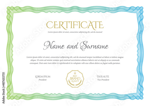 Certificate template. Diploma of modern design or gift certificate.