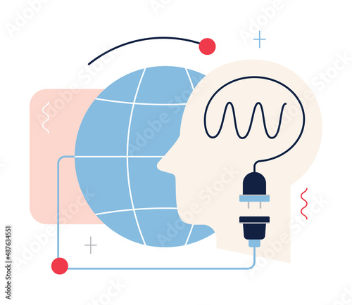 Information and digital detox. Characters taking rest from digital