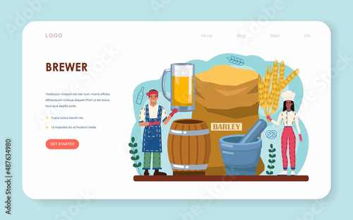 Brewery web banner or landing page. Craft beer production, modern