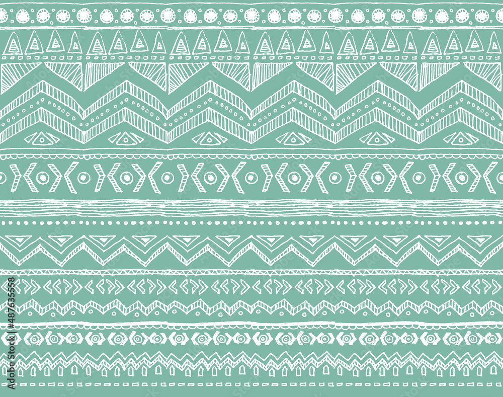 Doodled tribal pattern in Tiffany Teal and white colors. Resembling a woodcut, this vector pattern repeats seamlessly and would be great for surface designs or backgrounds. Doodled tribal pattern in Tiffany Teal and white colors. Resembling a woodcut, this vector pattern repeats seamlessly and would be great for surface designs or backgrounds.