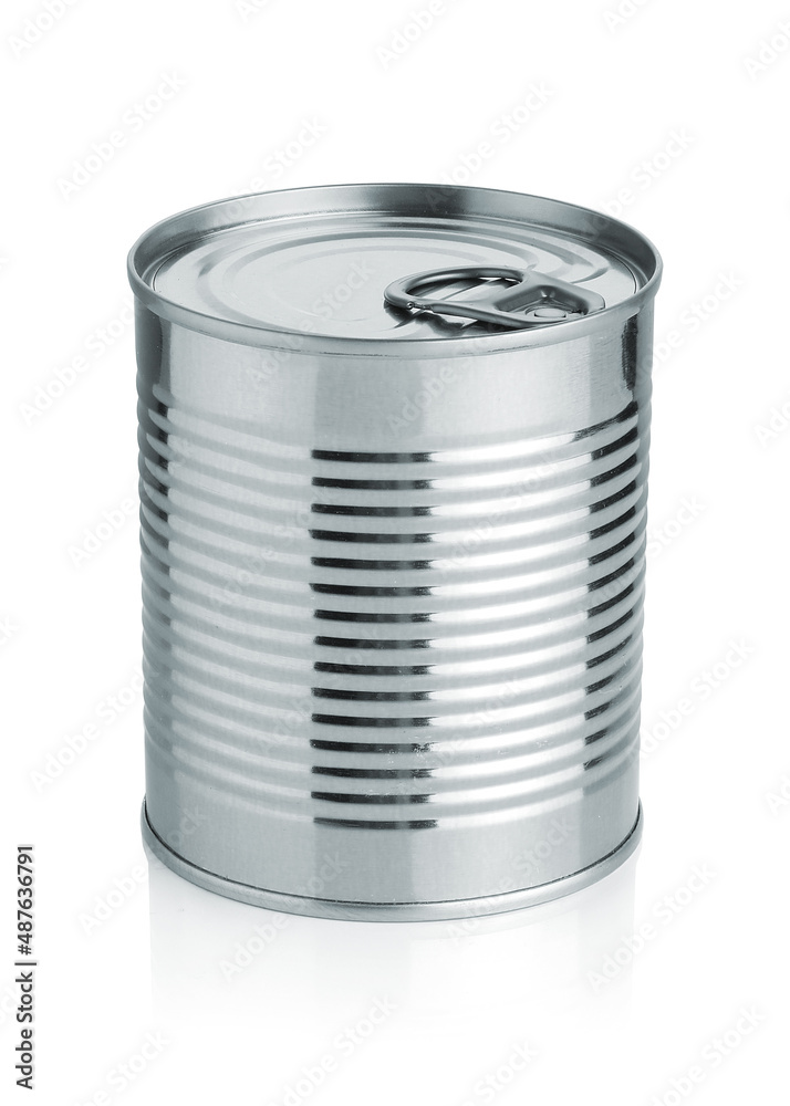Aluminiumdose mit Aufreißdeckel ohne Aufdruck, freigestellt vor weißem Hintergrund Aluminiumdose mit Aufreißdeckel ohne Aufdruck, freigestellt vor weißem Hintergrund