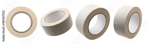 Masking tape in different angles on a white background photo