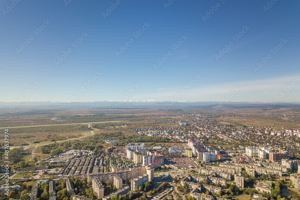 Aerial view of Ivano-Frankivsk city, Ukraine.