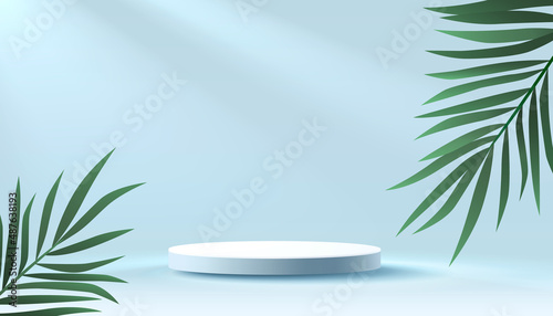 Stage podium with lighting, Stage Podium Scene with for Award, Decor element background. Vector