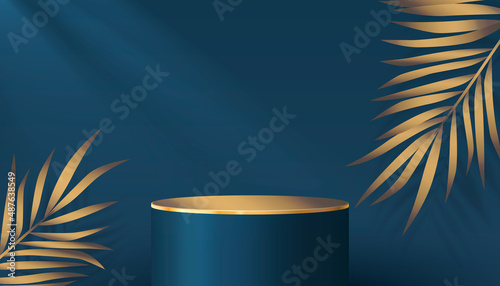Stage podium with lighting, Stage Podium Scene with for Award, Decor element background. Vector