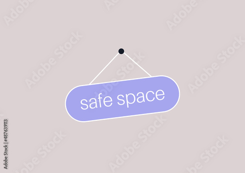LGBTQ friendly safe space, a door sign with rounded corners, a queer community support