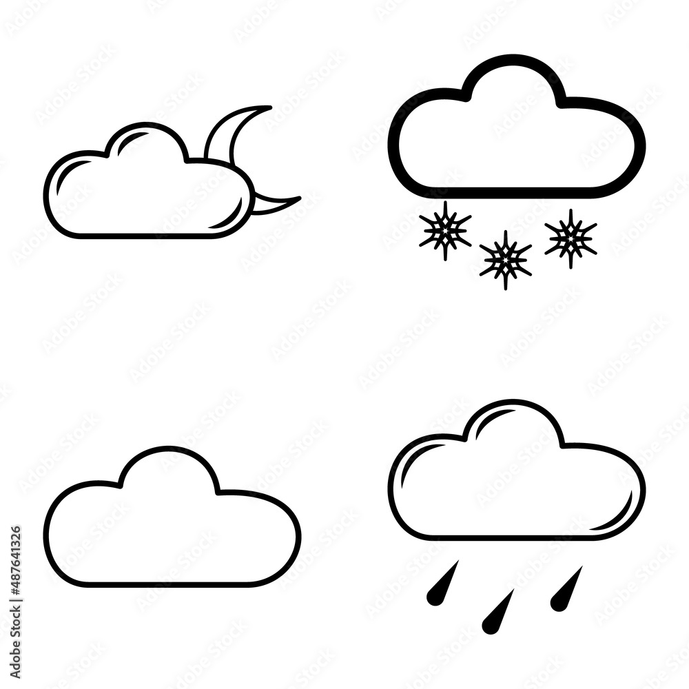 Weather Flat Icon Set Isolated On White Background Weather Flat Icon Set Isolated On White Background