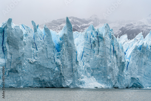 Argentina, Patagonia, near El Calafate,  view from the Lago Argentino on  the left side of the Glaciar Perito Moreno.  photo